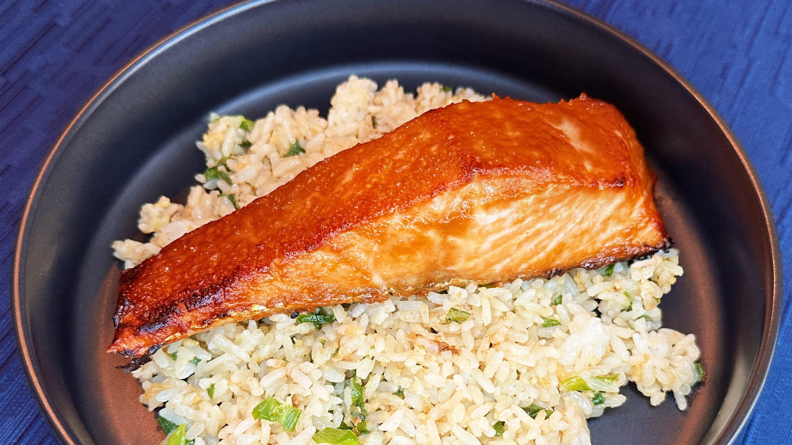 Broiled Miso-Maple Glazed Salmon with Ginger-Scallion Rice