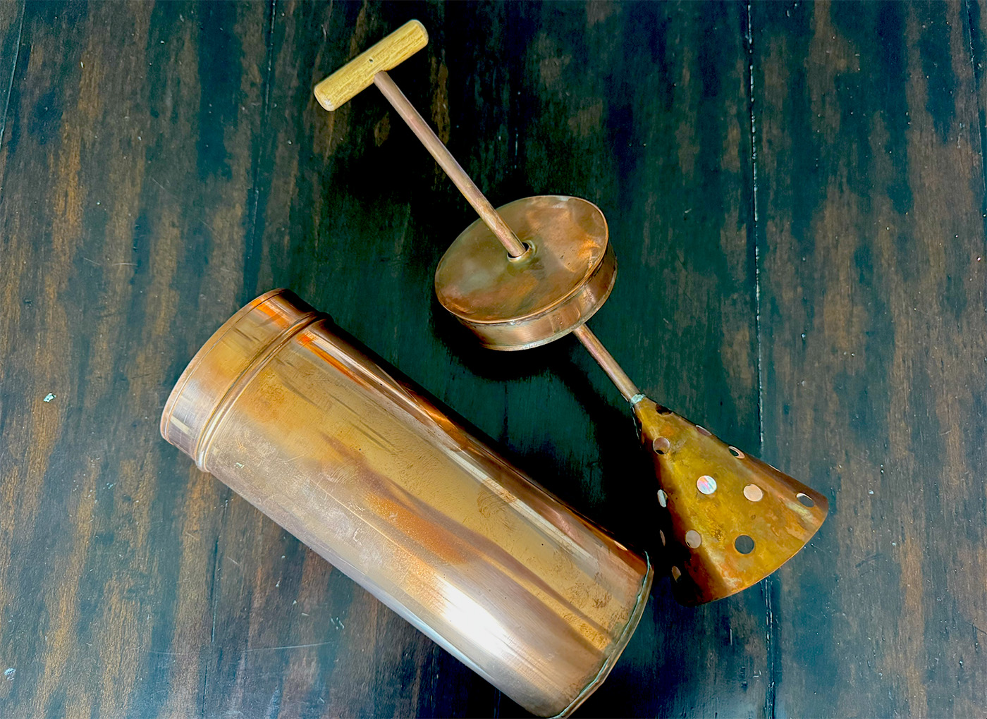 Copper syllabub maker