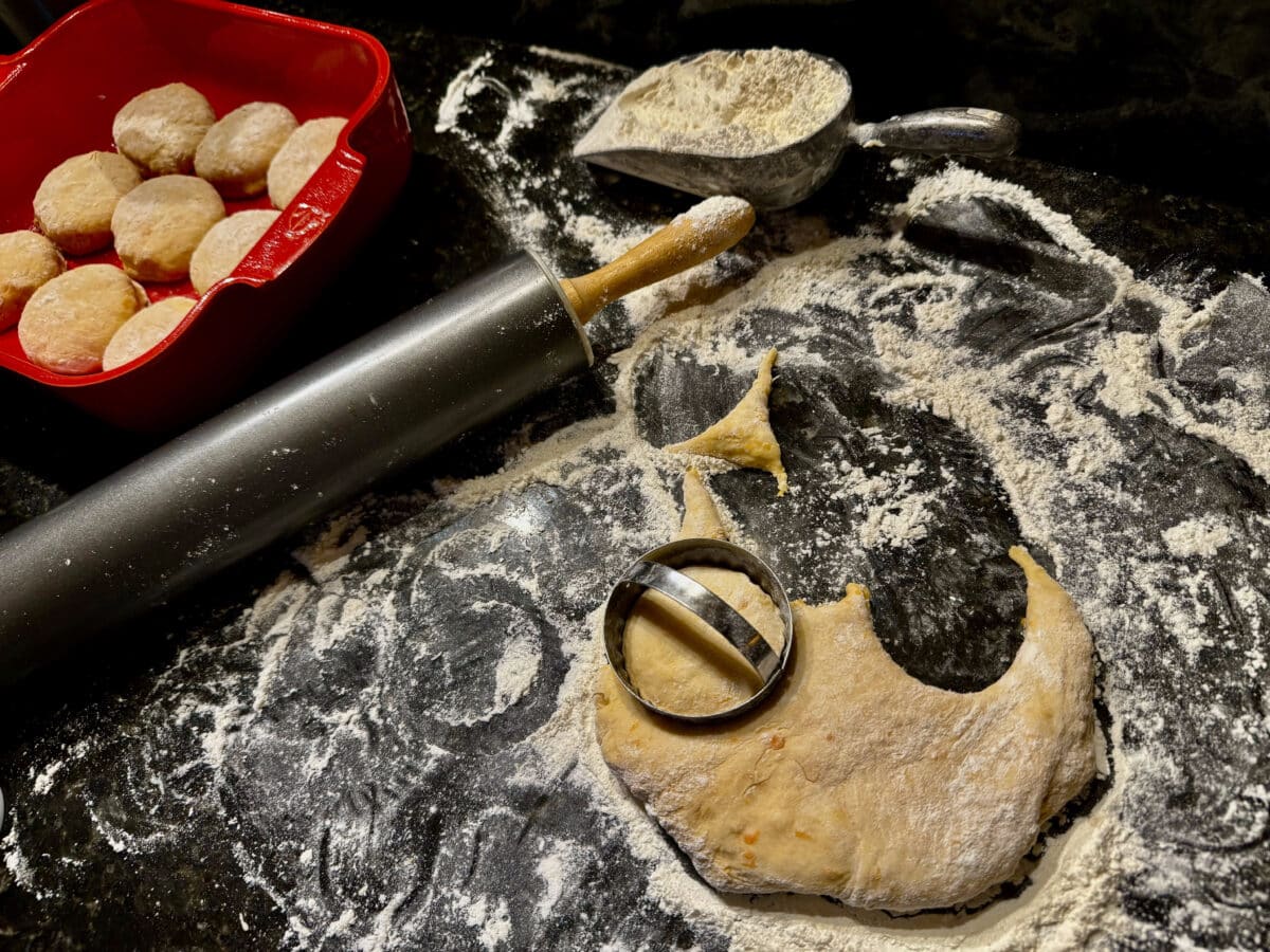 cutting out squash rolls