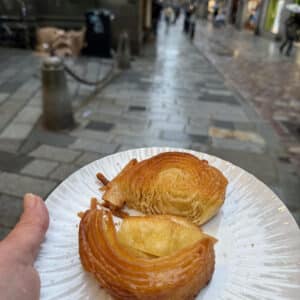 Pastry on a white plate, Brittany, France