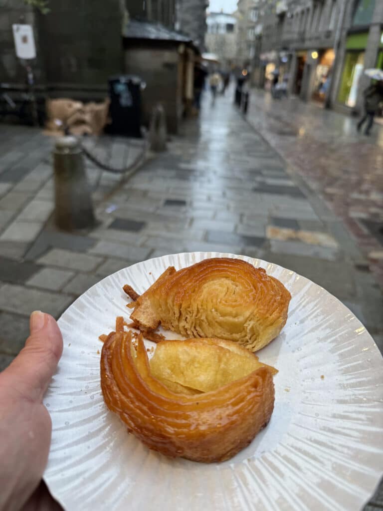 Pastry on a white plate, Brittany, France