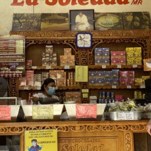 Mole and chocolate for sale, Oaxaca, Mexico.