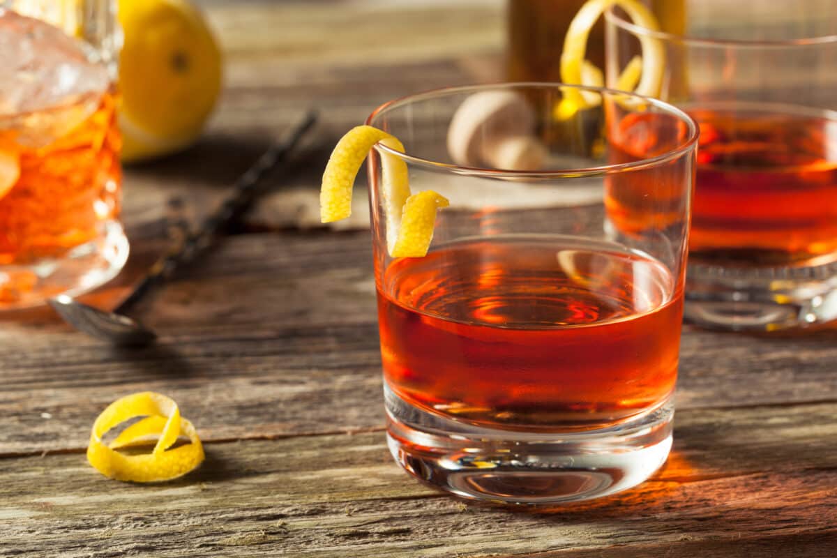 Homemade New Orleans Sazerac cocktail