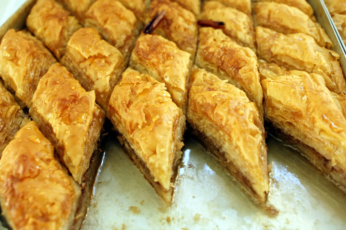 Close-up of freshly baked Bulgarian Baklava