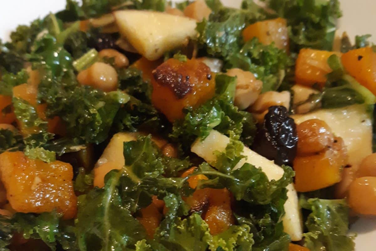 Close-up of butternut squash salad
