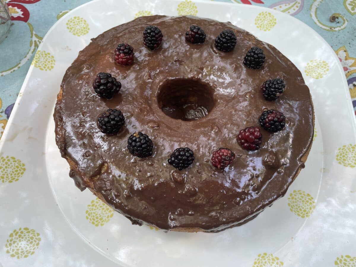 Brazilian Carrot Ckae with Brigadeiro chocolate fudge glazw