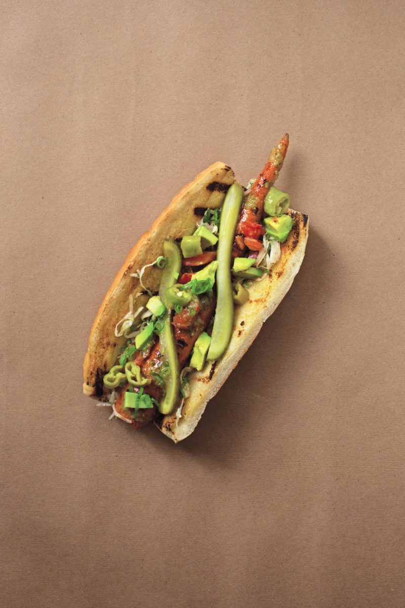 Fresh carrot choripan taco with rich toppings