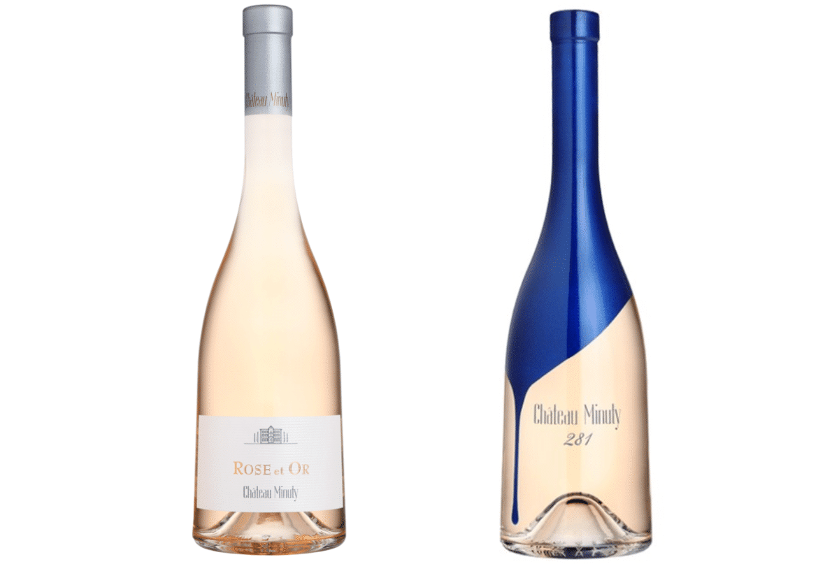 Chateau Minuty Rose et Or and blue bottle wine