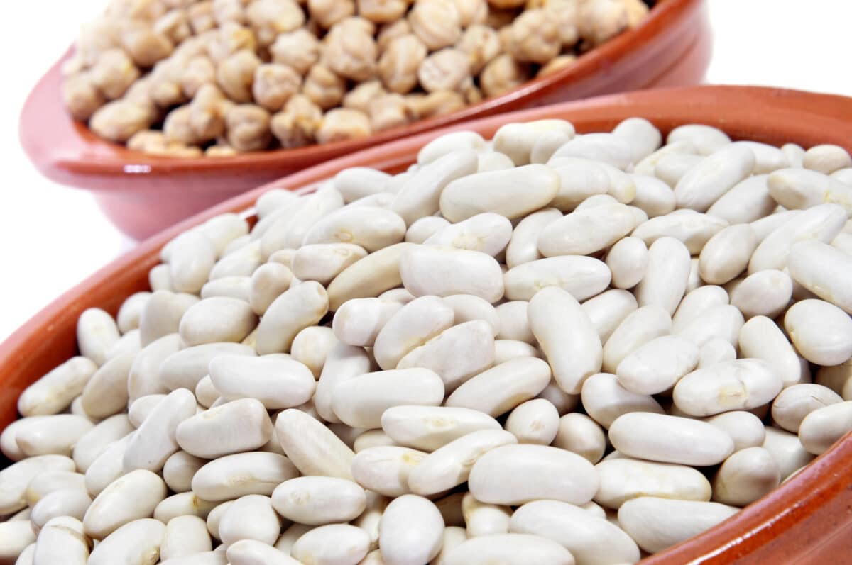 Bowl of chickpeas and cannellini