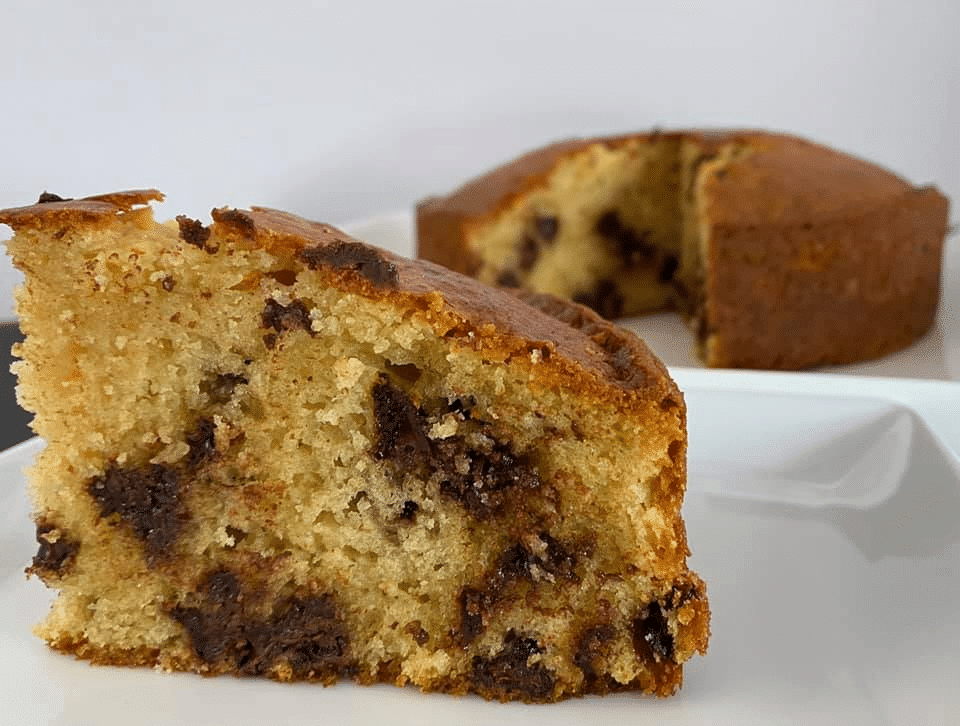 Nana's homemade chocolate chip sour cream coffee cake.