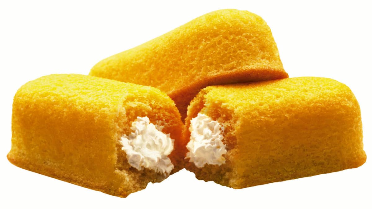 Golden cakes with creamy filling known as Twinkies