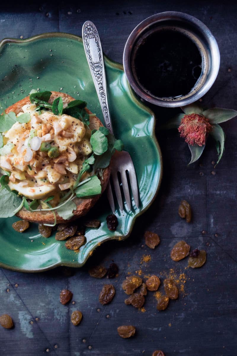 Curried Egg with Mango Chutney Open Faced Sandwich