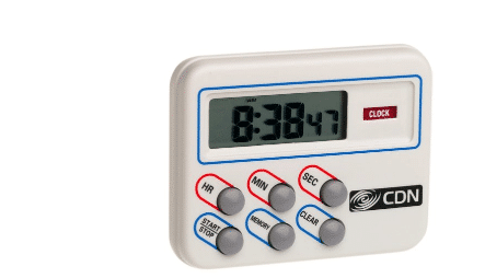 White digital kitchen timer with blue buttons