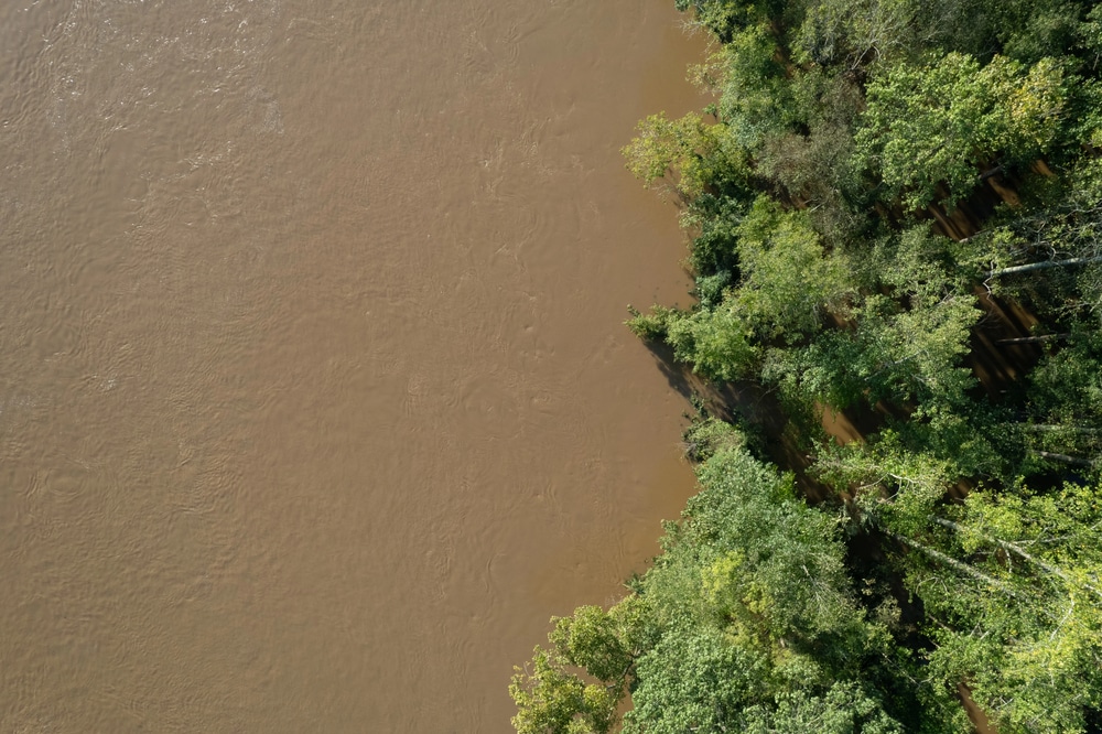 View of flooded river from Hurricane hele
