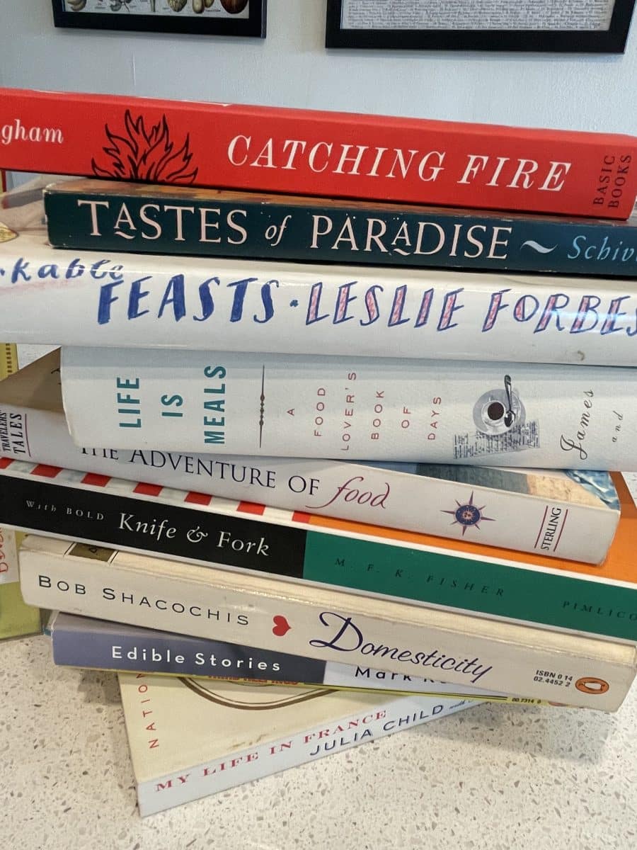 Stack of food-related books