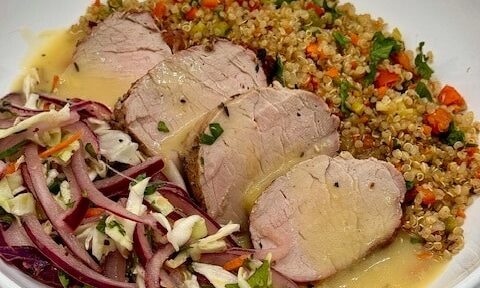 Grilled Pork Tenderloin with Lemon Herb Sauce
