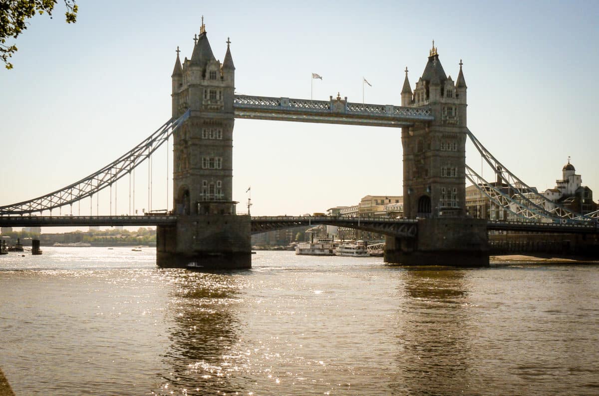 The magnificent Tower Bridge spanning the River Thames in London.