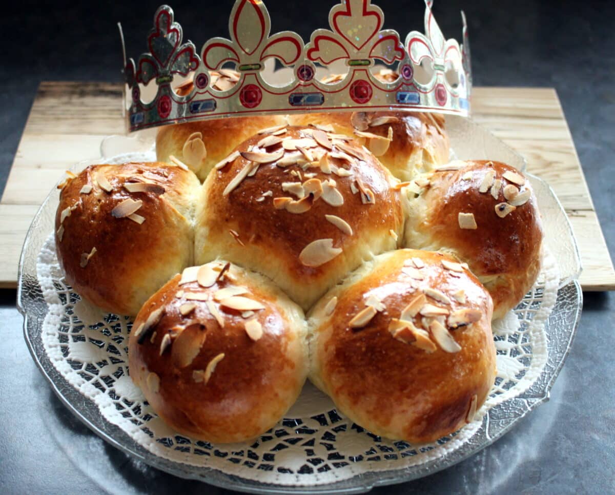 A Swiss King Cake with crown