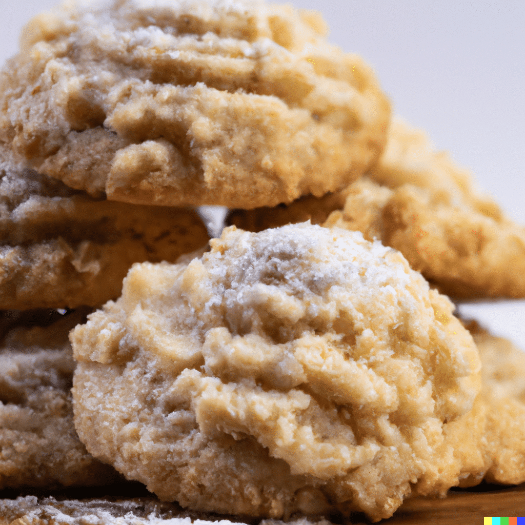 Close-up of maple walnut cookies with sugar dusting