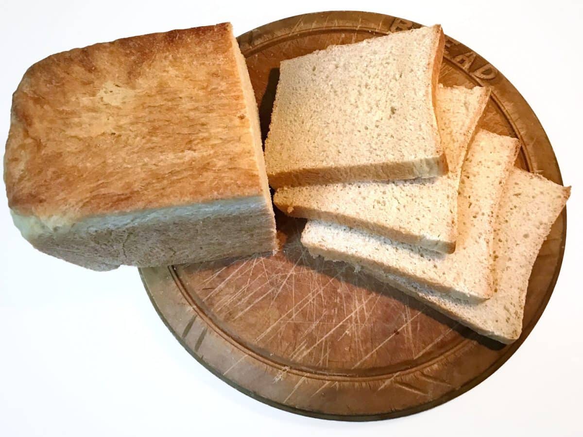 Freshly sliced Pullman Sandwich loaf