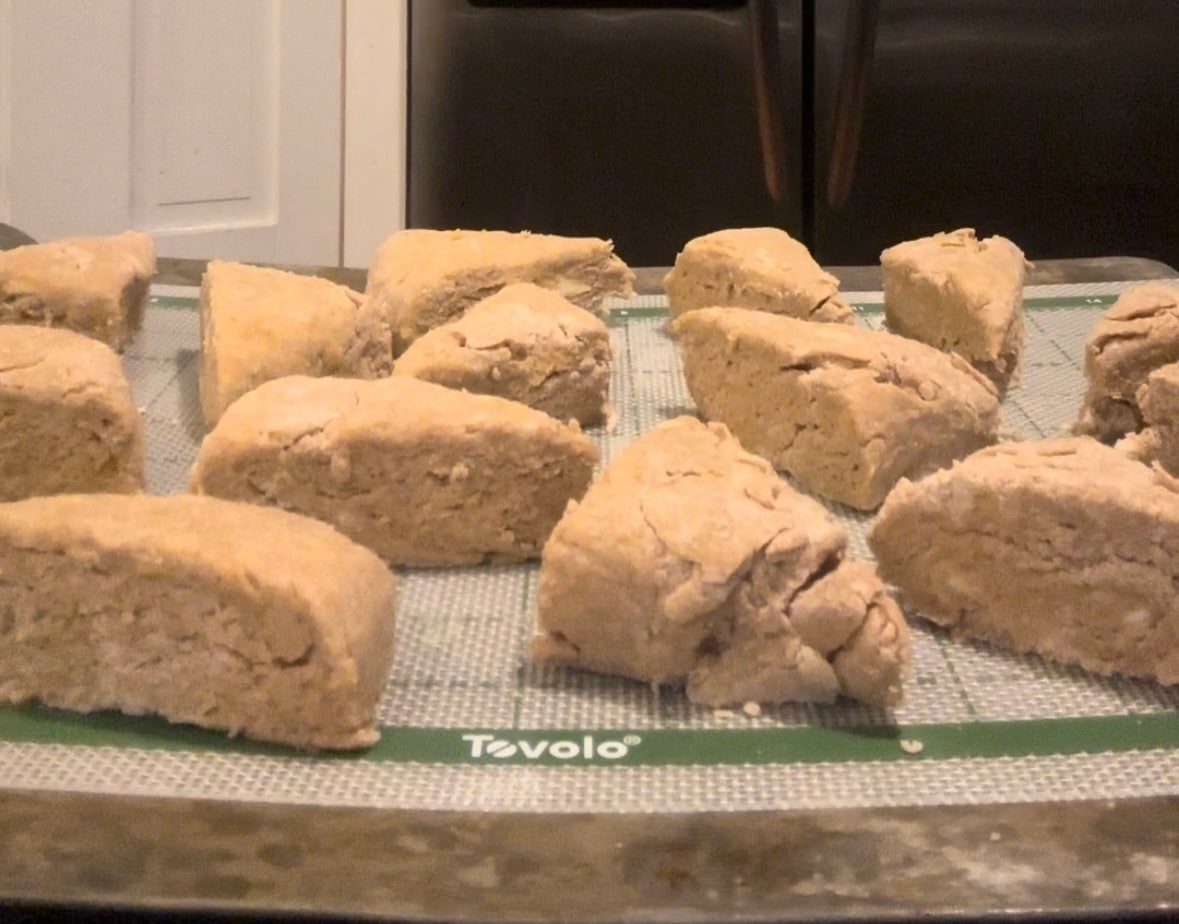 pumpkin scones ready to bake on a TOvolo silicone mat