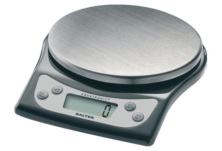 Silver Salter kitchen scale displaying weight