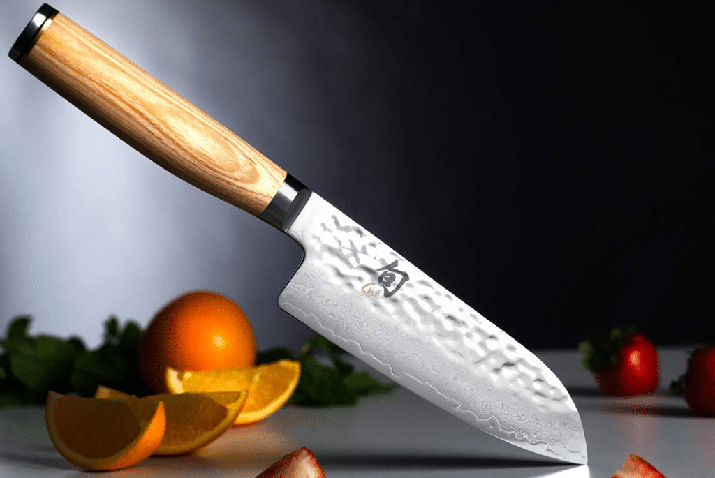 Santoku knife pointed down