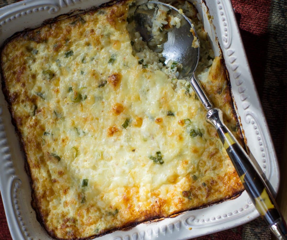 Creamy scalloped potatoes in a baking dish