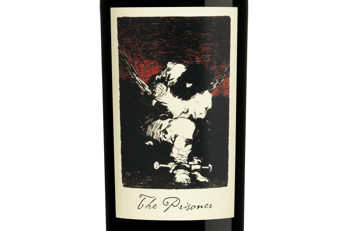 Close-up artwork label of The Prisoner 2017 Napa Valley Red Wine.