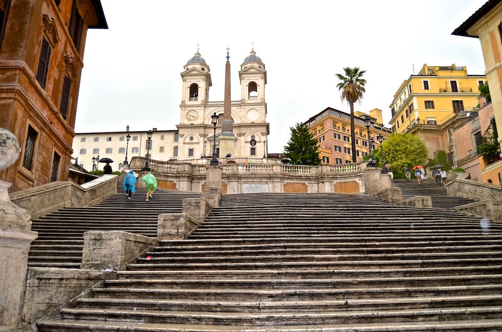 People ascending the Spanish Steps in Rome