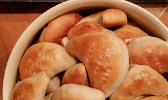 Freshly baked Piragi, a traditional Latvian dish.